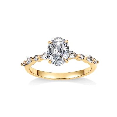 PAVOI 14K Gold Plated Engagement Ring For Women |…