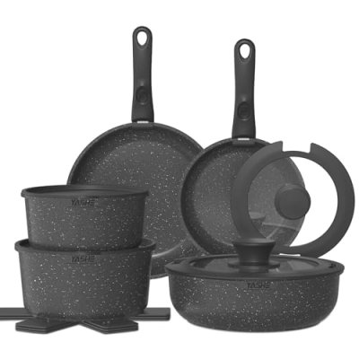YASHE 15-Piece Non-Stick Pots and Pans Set,…