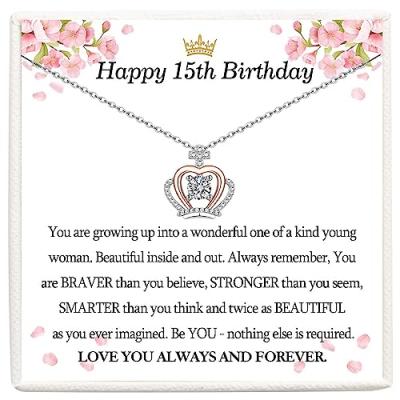 VOSAP 15th Birthday Crown Necklace for Girls