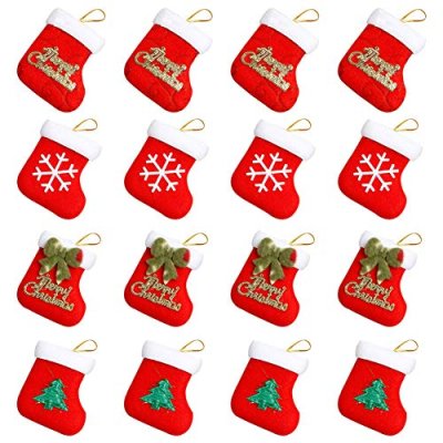 16 Pcs Mini Christmas Stocking,4 Style Xmas…