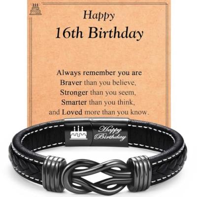 EYQV 16th Birthday Leather Bracelet for Boys
