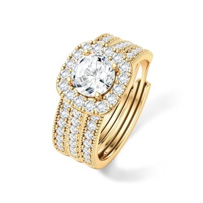 LOLIAS 18K Gold Rings for Women Round Cubic…