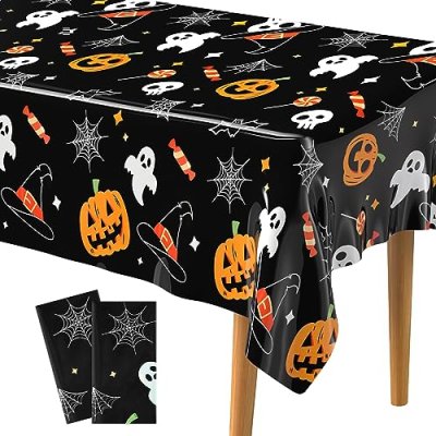 PLULON 2Pack Halloween Tablecloths 137x 274cm…