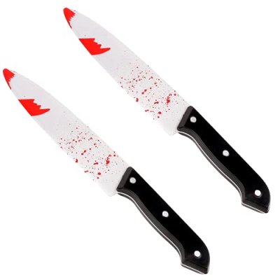 VEYLIN 2 Pack Halloween Bloody Knife Prop…