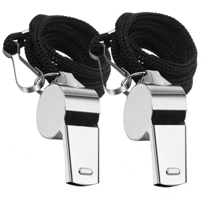 SHUBEIEUMI 2 Pack Stainless Steel Whistle, Sports…