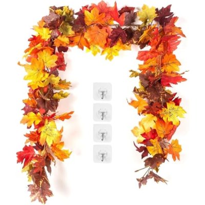 KASZOO 2 Pack Autumn Maple Leaf Garland - 5.8 Ft…
