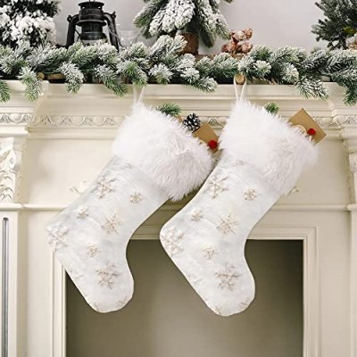 OTTYMO 2Pcs Large Christmas Stockings 20" White…