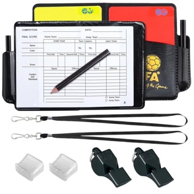 QMLING 2 Football Referee Kit, Red and Yellow…
