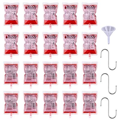 20 Pcs Halloween Blood Bag for Drinks + 2 Funnels…