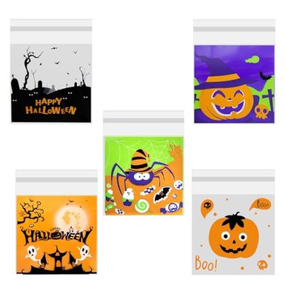 200 Pcs Halloween Candy Bags, 5 Styles 4 * 4 inch…