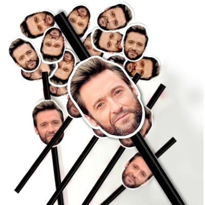 200 Personalised Face Straws - Custom Cut-Out…