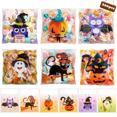 GOMANCHE 200pcs Halloween Treat Bags - Self…