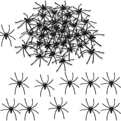 SHATCHI 24Pcs Spooky Black Realistic Plastic 4…