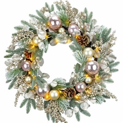 YULETIME 24" Christmas Wreath, Artificial Holiday…