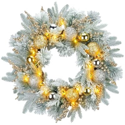 YULETIME 24" Christmas Wreath, Artificial Holiday…