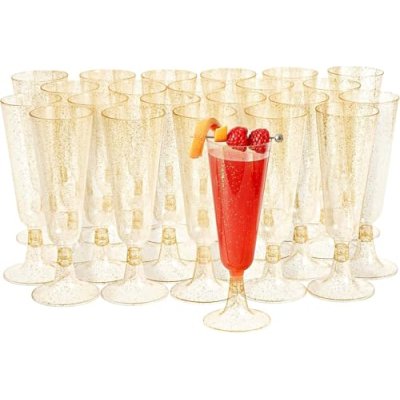 MATANA 24 Premium Plastic Champagne Flutes with…