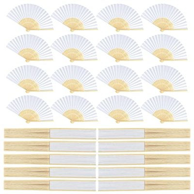 PLULON 26 Pieces White Paper Handheld Fan Hand…