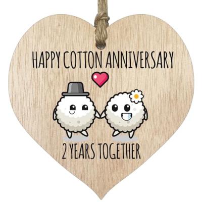 2nd Anniversary Wooden Heart Plaque