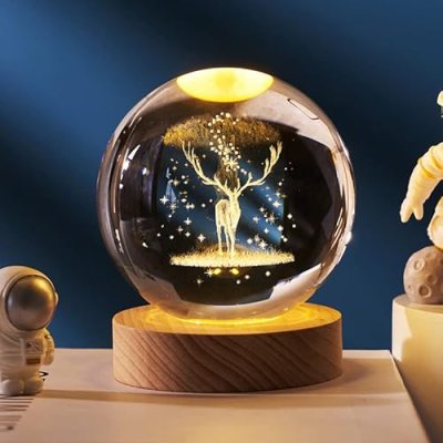 3D Deer Crystal Ball Night Light