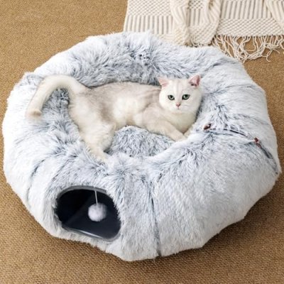 FURRYPAWS 3-in-1 Cat Tunnel with Bed - 160cm…