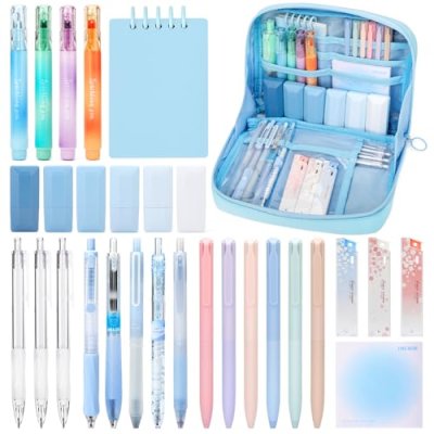ESSALOO 30 PCS Filled Pencil Case with Stationery…