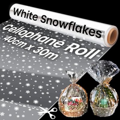 30m Christmas Cellophane Wrap, Clear Cellophane…