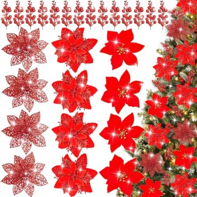 XIMISHOP 36PCS Red Christmas Tree Decorations,…