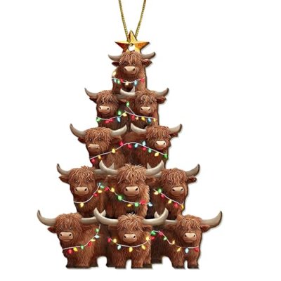 365RUSTIC Highland Cow Christmas Tree Wooden…