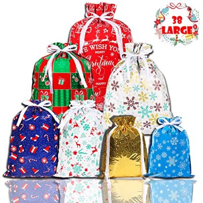 38PCS Christmas Drawstring Gift Bags,CASPLUS 7…