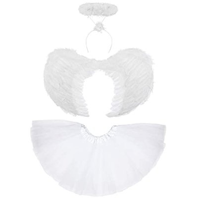 3pc Ladies Angel Costume - Womens White Angel…