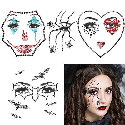 HOWAF 4 PCS Halloween Face Stickers Jewels,…