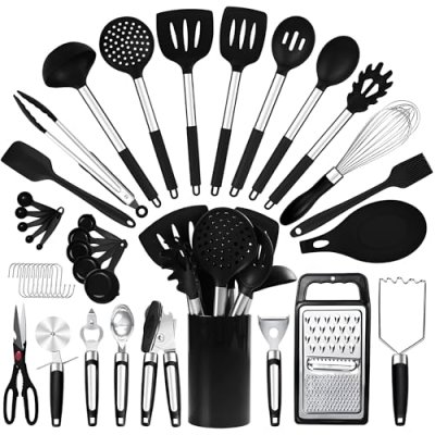 RFAQK 40PCs Silicone Kitchen Utensils Set with…