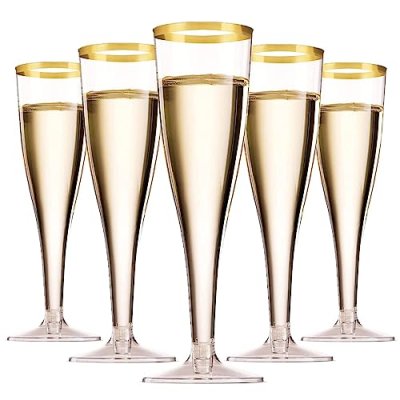 LATERN 50Pcs Gold Rimmed Champagne Flutes, 150ml…
