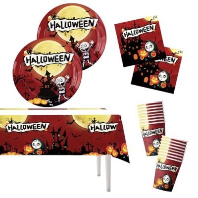 POPOYU 53PCS Tableware Set Halloween Party…