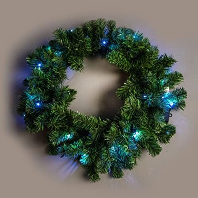 55cm Pre-Lit Green Christmas Wreath Alaskan Pine…