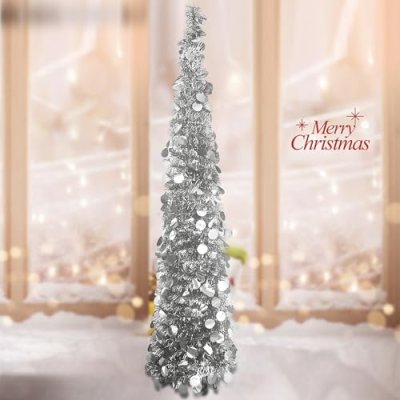 UDIKEFO 5ft Christmas Tinsel Tree