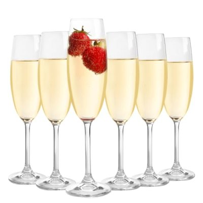 6 Pack Classic Champagne Flutes, 6 Ounce Stemmed…