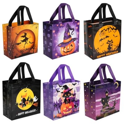 GOENMOOL 6PCS Halloween Candy Bags for Kids, Non…