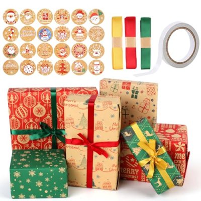6 Styles Christmas Wrapping Paper Bulk - 50x70cm…