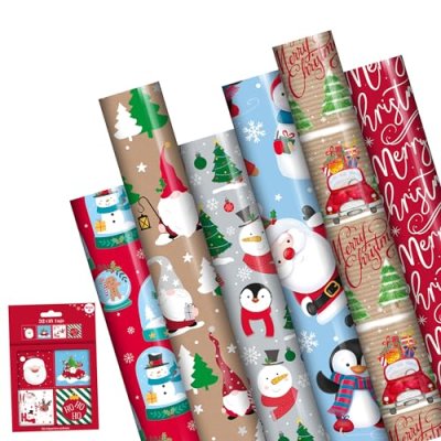 6 x Christmas Wrapping Paper Roll Cute and…