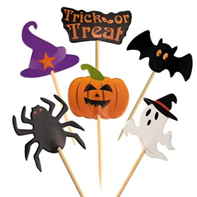 FEPITO 60-Piece Halloween Cupcake Toppers -…