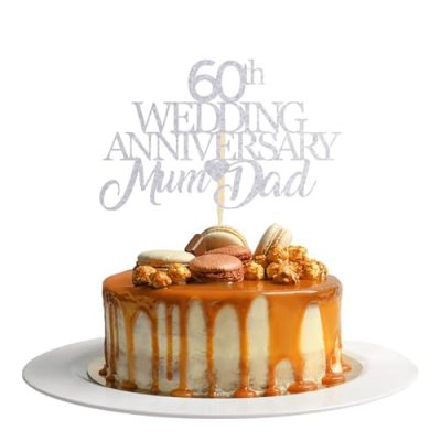 60th Wedding Anniversary Mum & Dad Cake Topper –…