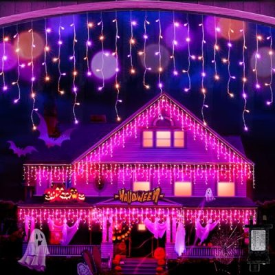 66 FT 640 LED Icicle Halloween Lights Outdoor…