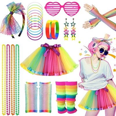 80s Fancy Dress for Women, 1980s Party Rainbow…