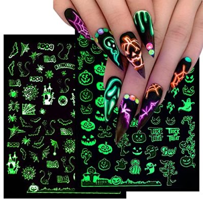 9 Sheets Halloween Glow in The Dark Nail Art…