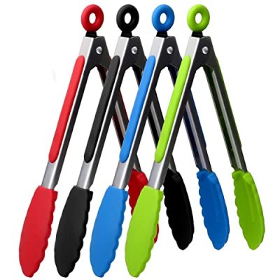 ZHIYE 9” Kitchen Tongs, 4 Pcs Stainless Steel…
