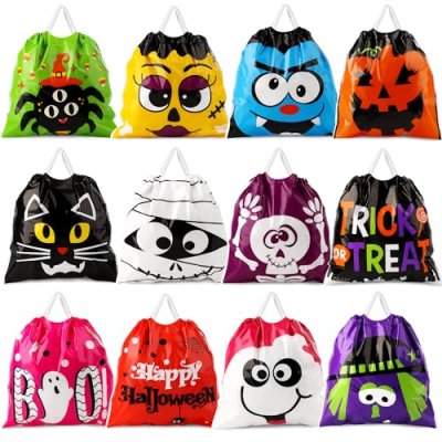 HOIIOH 96pcs Halloween Drawstring Treat Bags – 12…