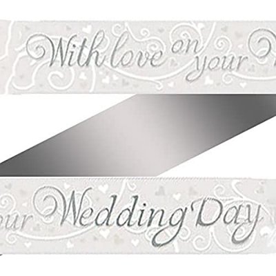 9ft Banner with Love On Your Wedding Day Metallic