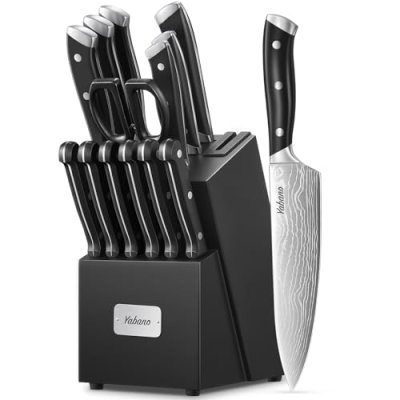 Yabano Knife Set, 14 Pieces Kitchen Knives Set…