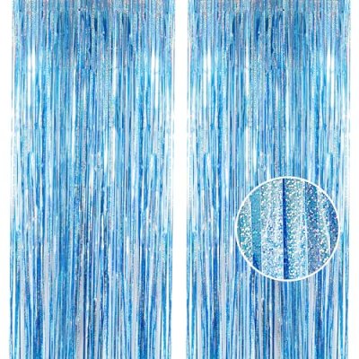 Baby Blue Tinsel Curtain